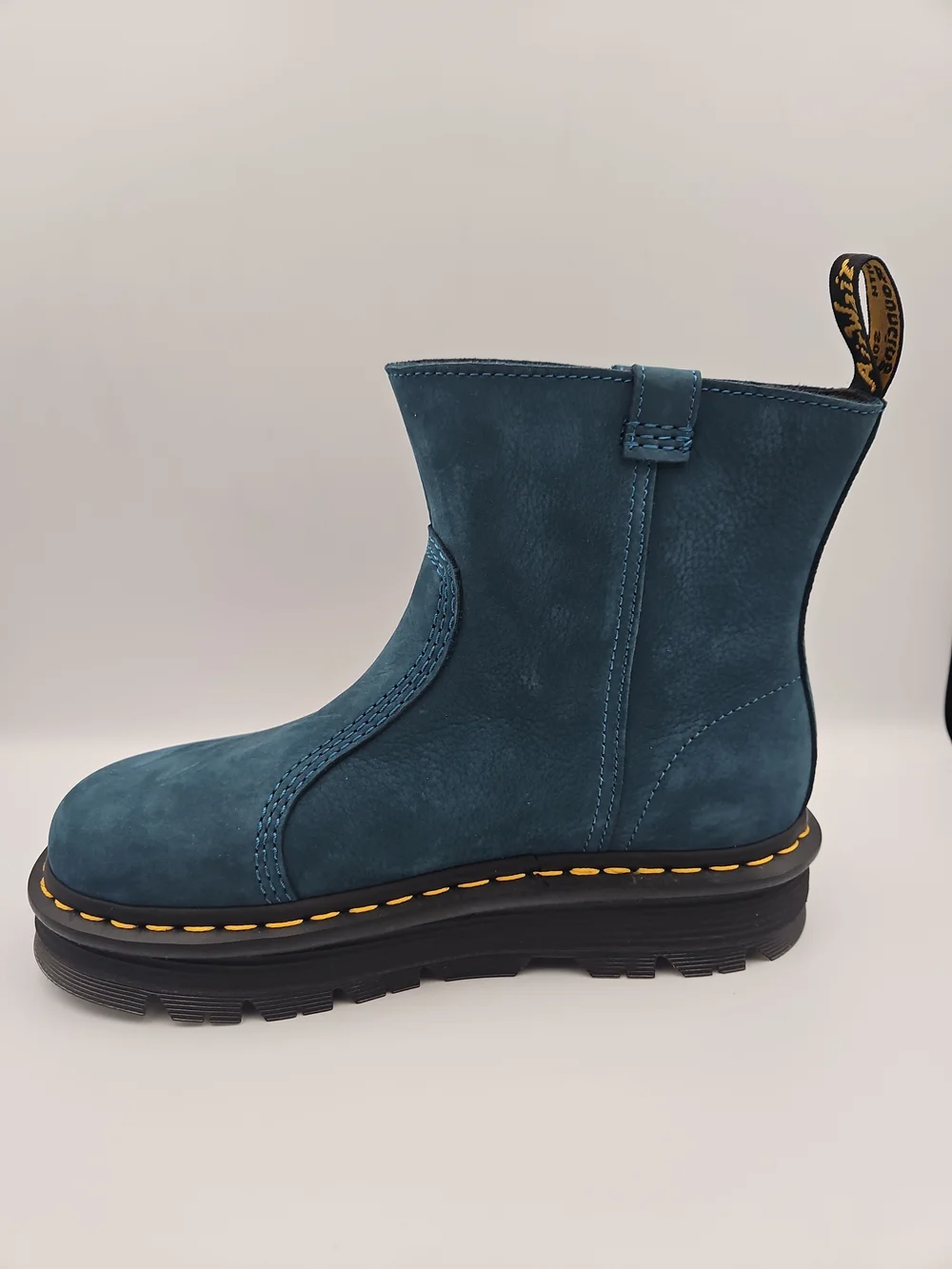 Dr. Martens Teal Leather Platform Ankle Boots